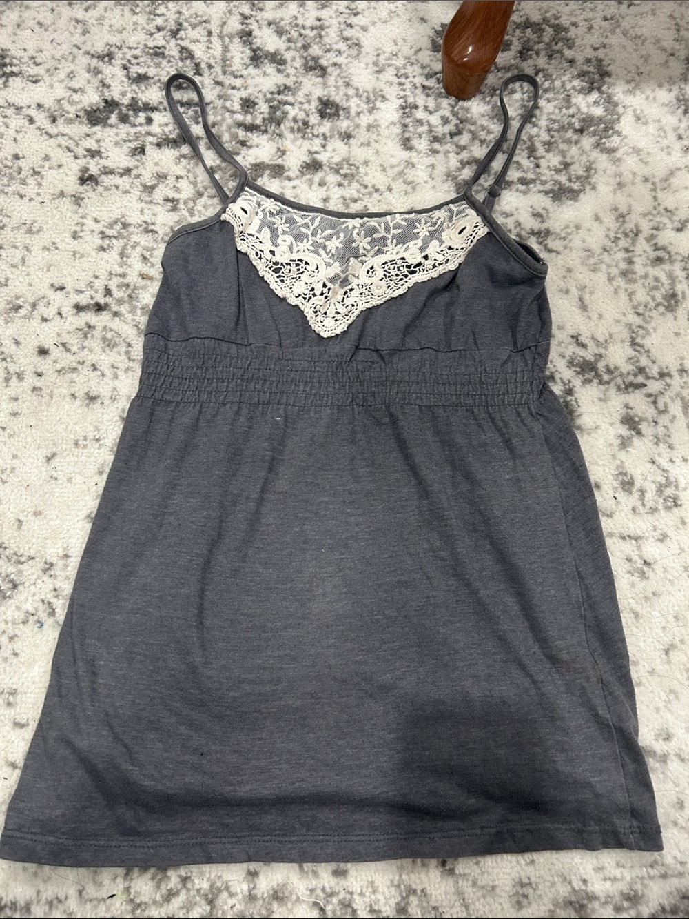 Ardene Charcoal Camisole with Cream Lace Yoke from 2010